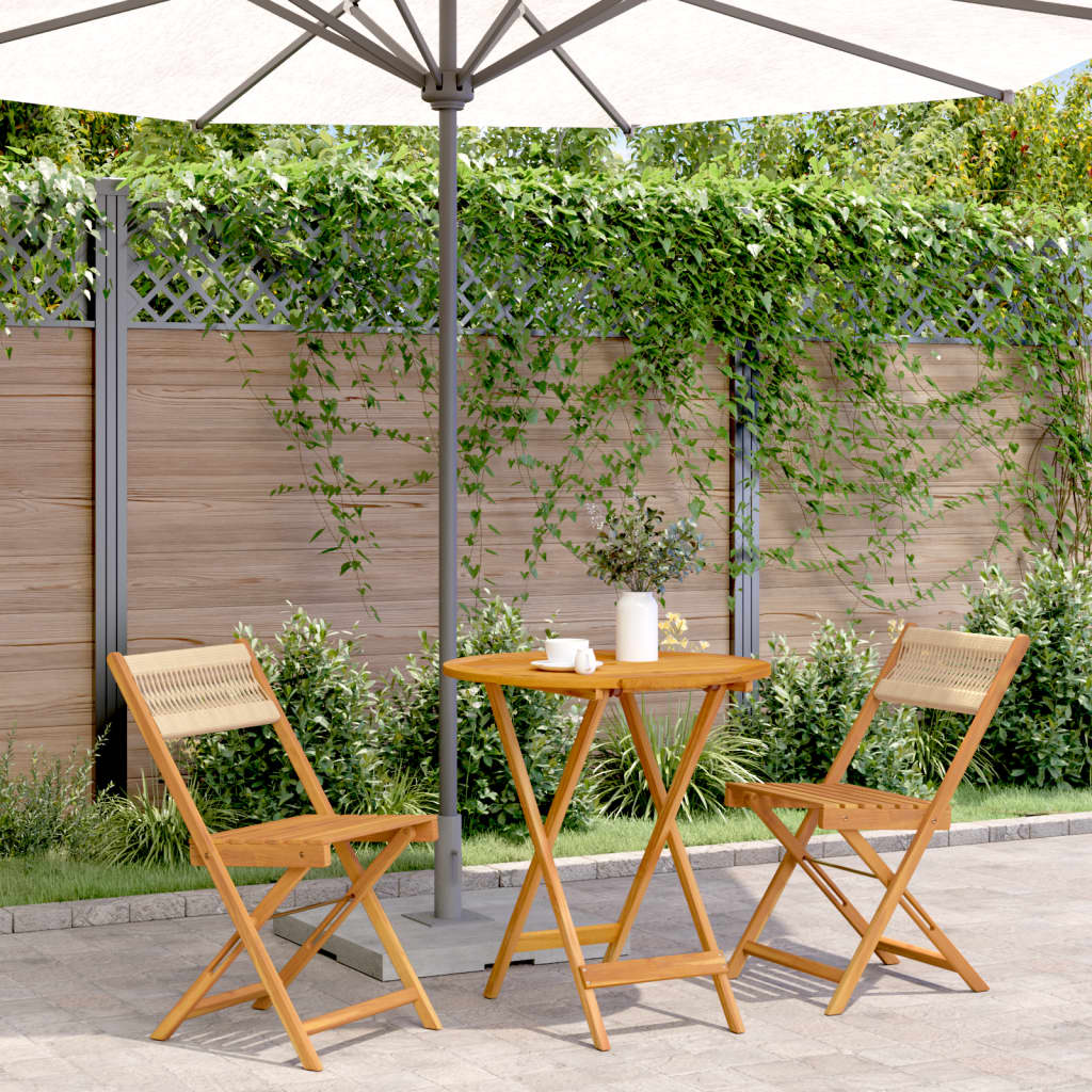 3 Piece Bistro Set Polypropylene And Solid Wood