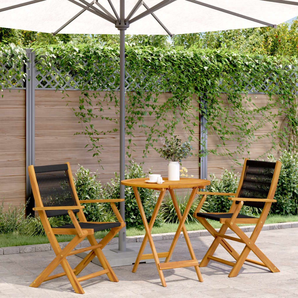 3 Piece Bistro Set Polypropylene And Solid Wood