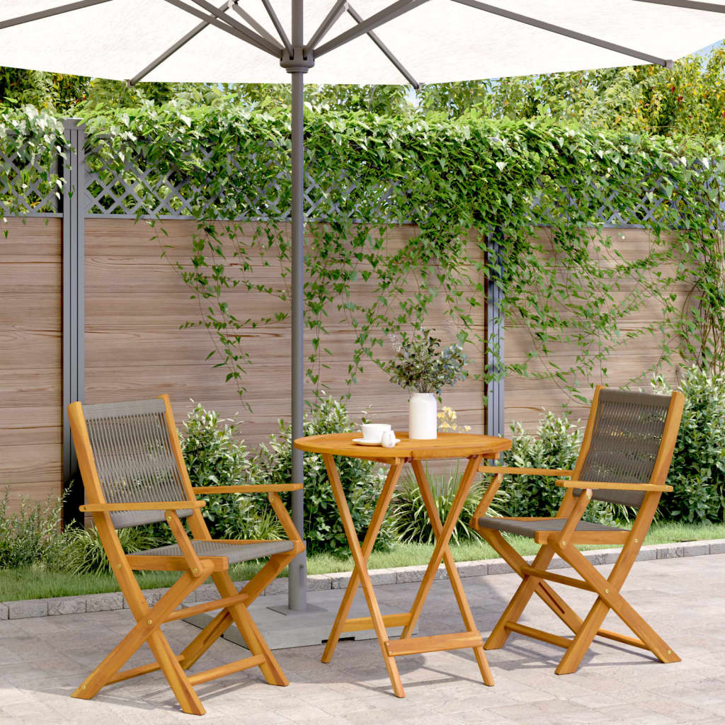 3 Piece Bistro Set Polypropylene And Solid Wood