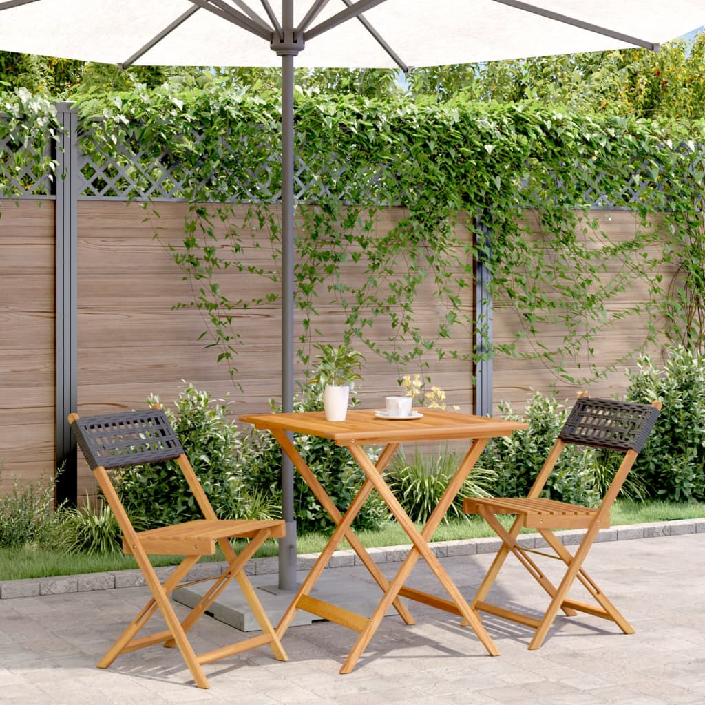 3 Piece Bistro Set Poly Rattan And Solid Wood