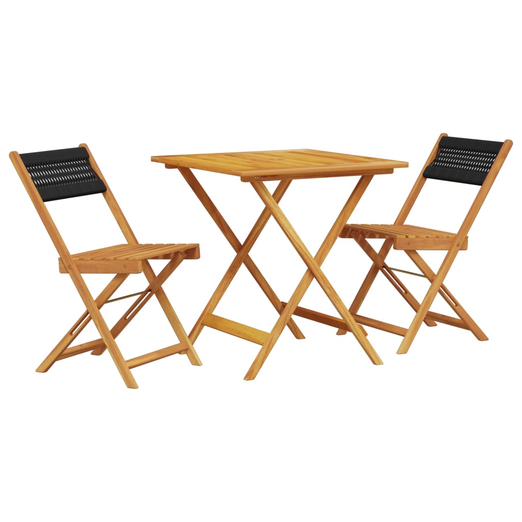 3 Piece Bistro Set Polypropylene And Solid Wood