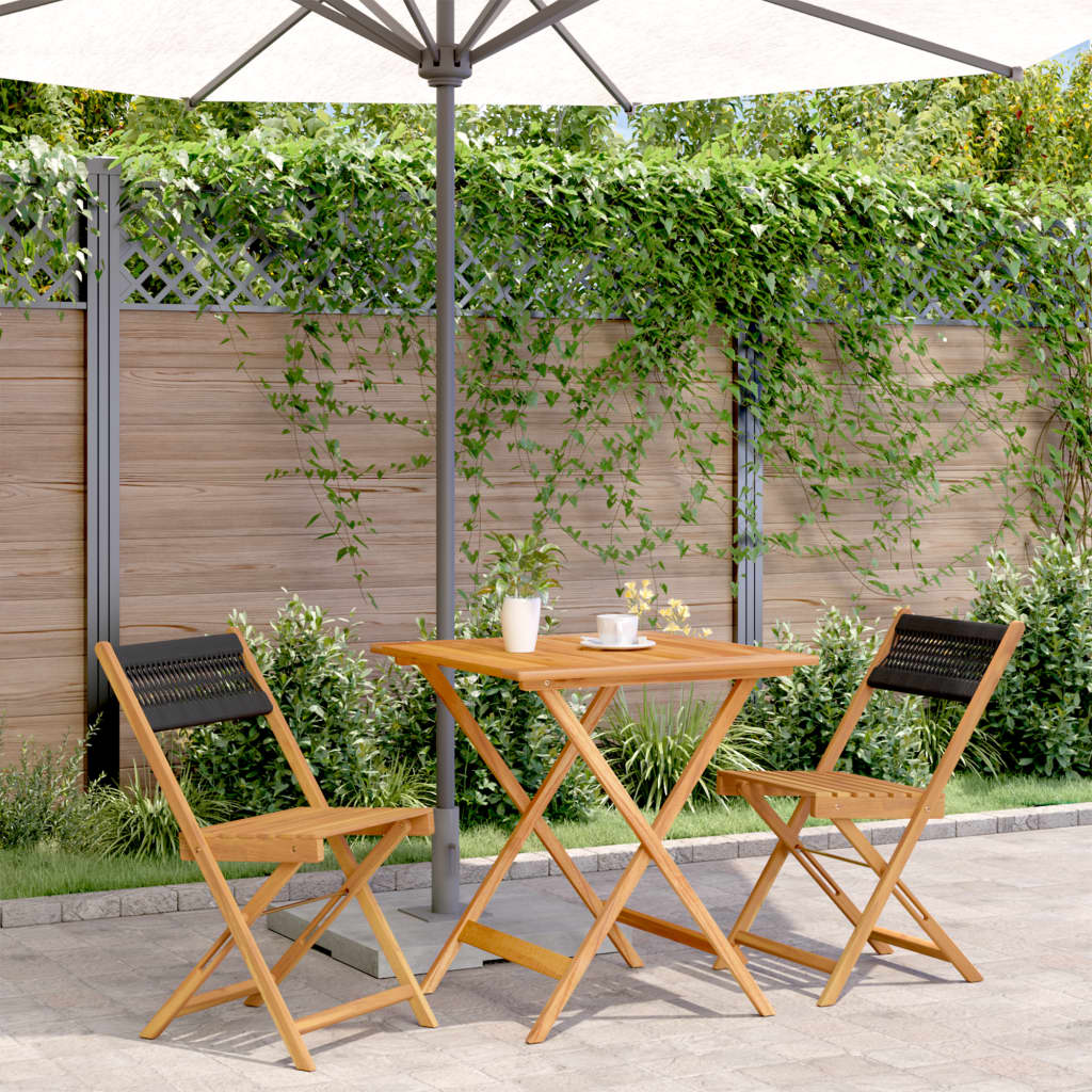 3 Piece Bistro Set Polypropylene And Solid Wood