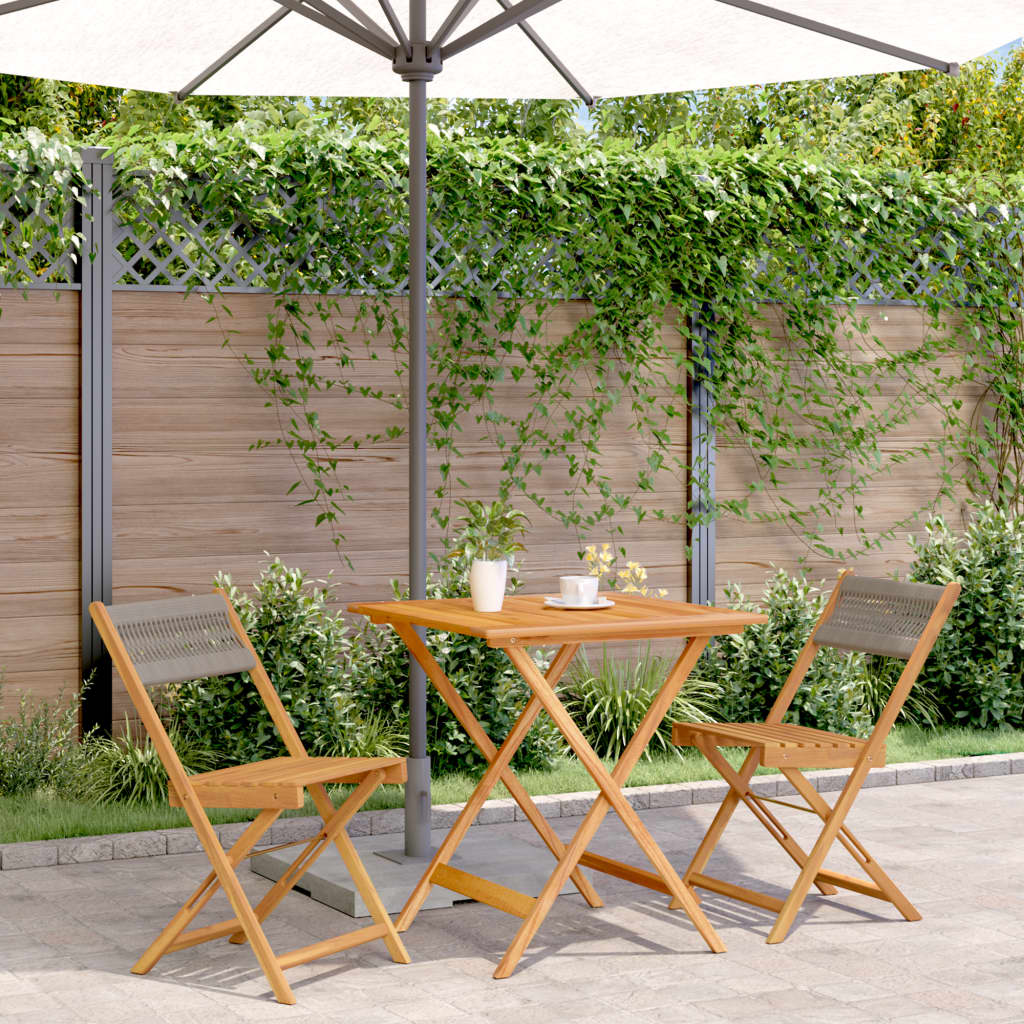 3 Piece Bistro Set Polypropylene And Solid Wood
