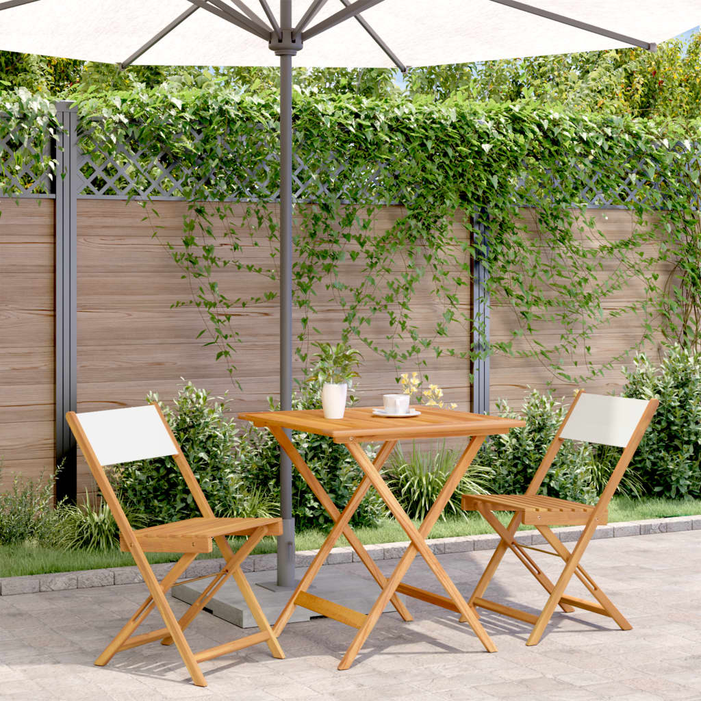 3 Piece Bistro Set Fabric And Solid Wood