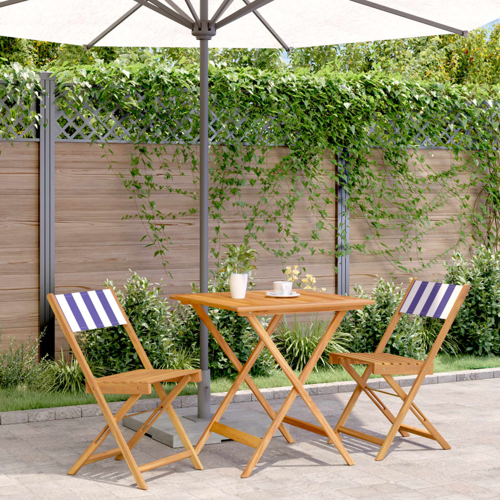 3 Piece Bistro Set Fabric And Solid Wood