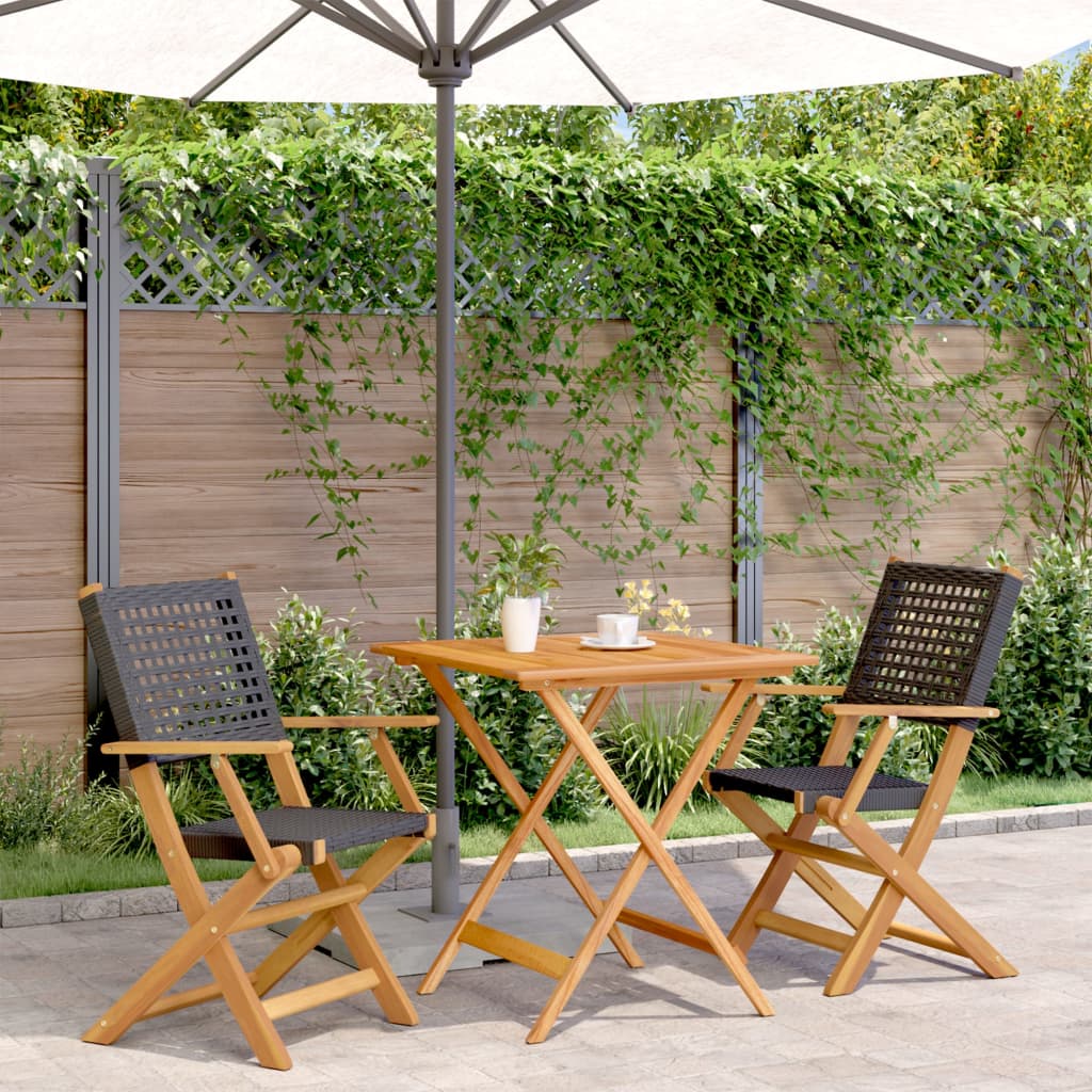 3 Piece Bistro Set Poly Rattan And Solid Wood