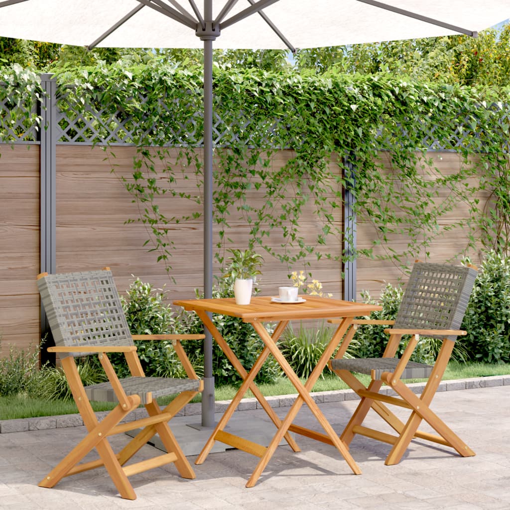 3 Piece Bistro Set Poly Rattan And Solid Wood