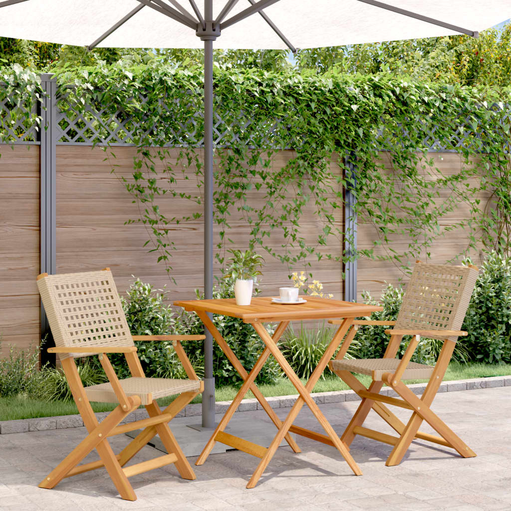 3 Piece Bistro Set Poly Rattan And Solid Wood