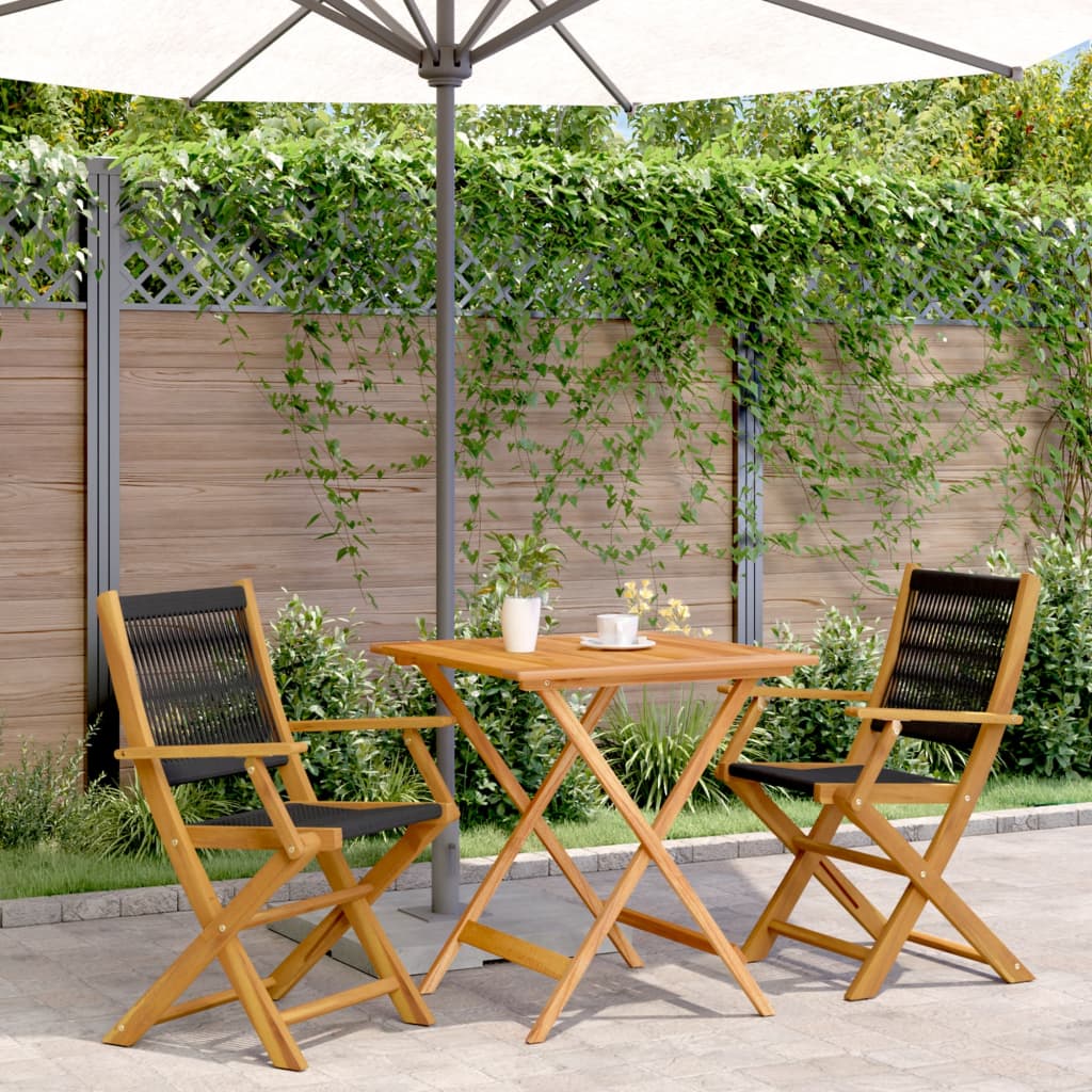 3 Piece Bistro Set Polypropylene And Solid Wood