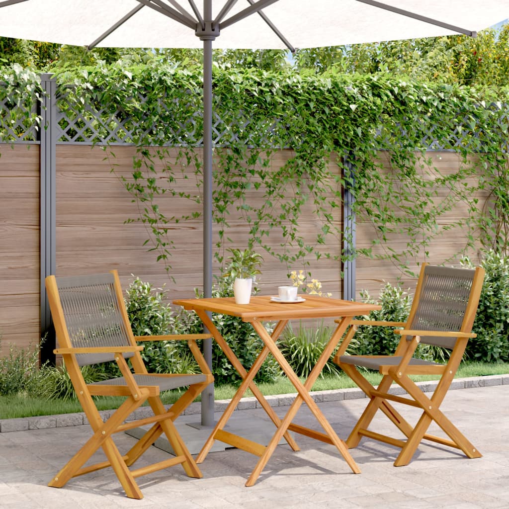 3 Piece Bistro Set Polypropylene And Solid Wood