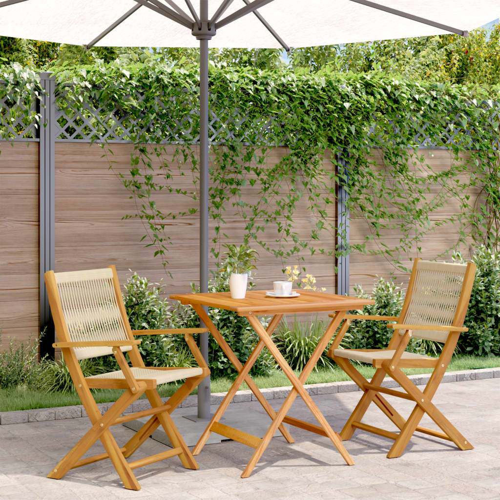 3 Piece Bistro Set Polypropylene And Solid Wood