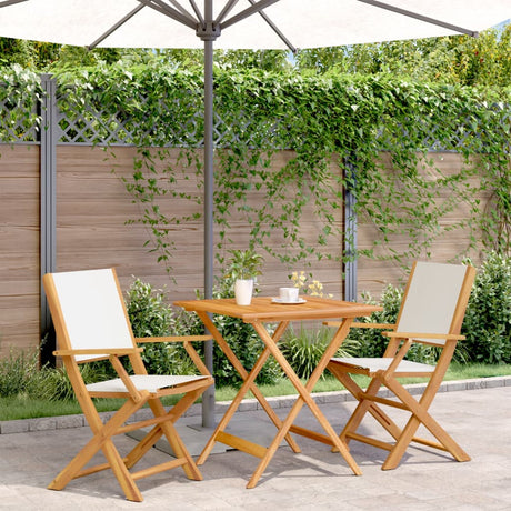 3 Piece Bistro Set Fabric And Solid Wood