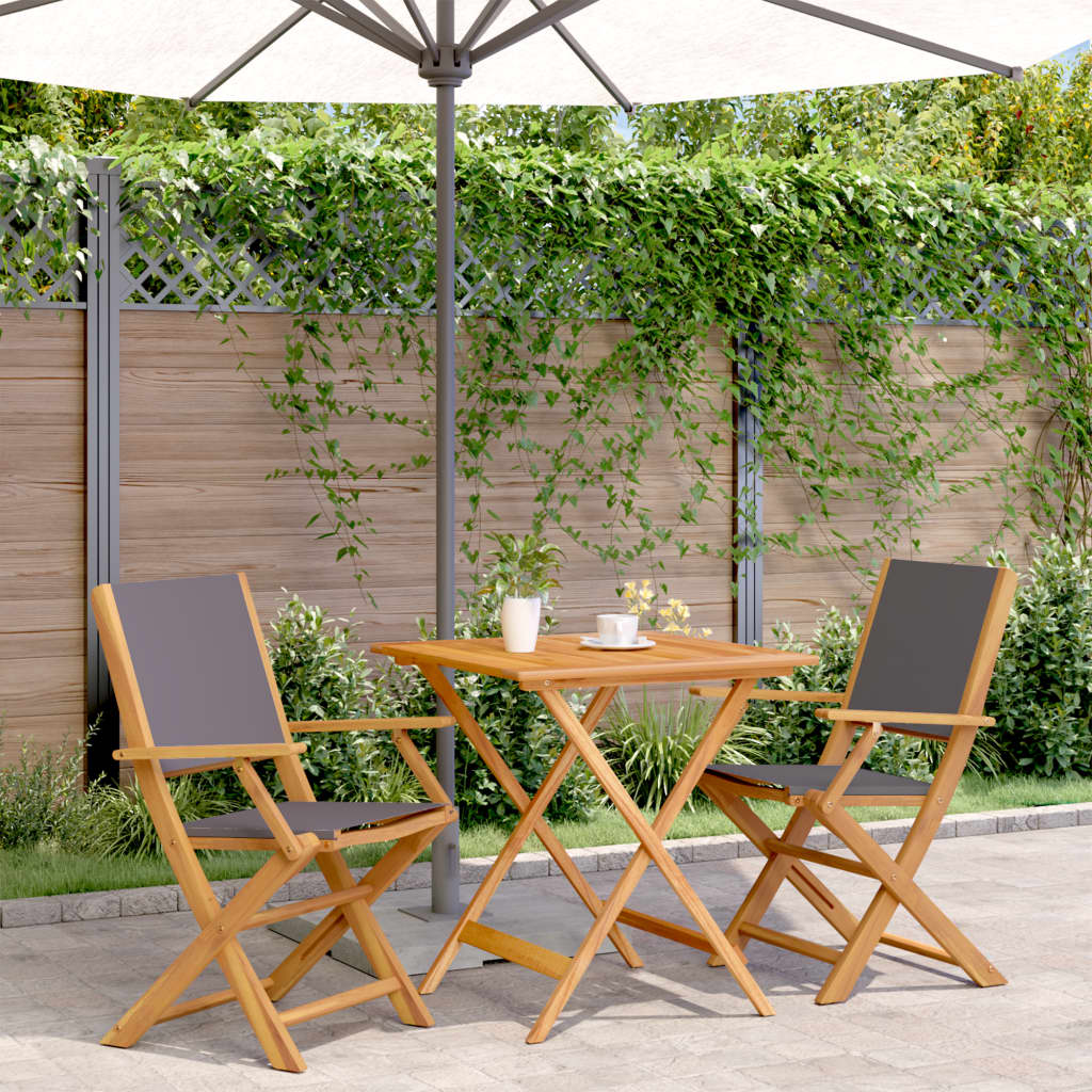 3 Piece Bistro Set Fabric And Solid Wood