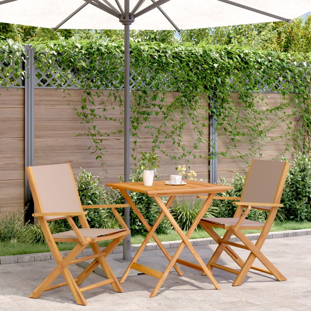 3 Piece Bistro Set Fabric And Solid Wood