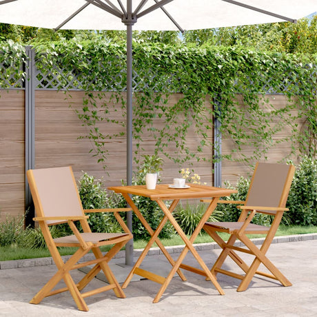 3 Piece Bistro Set Fabric And Solid Wood