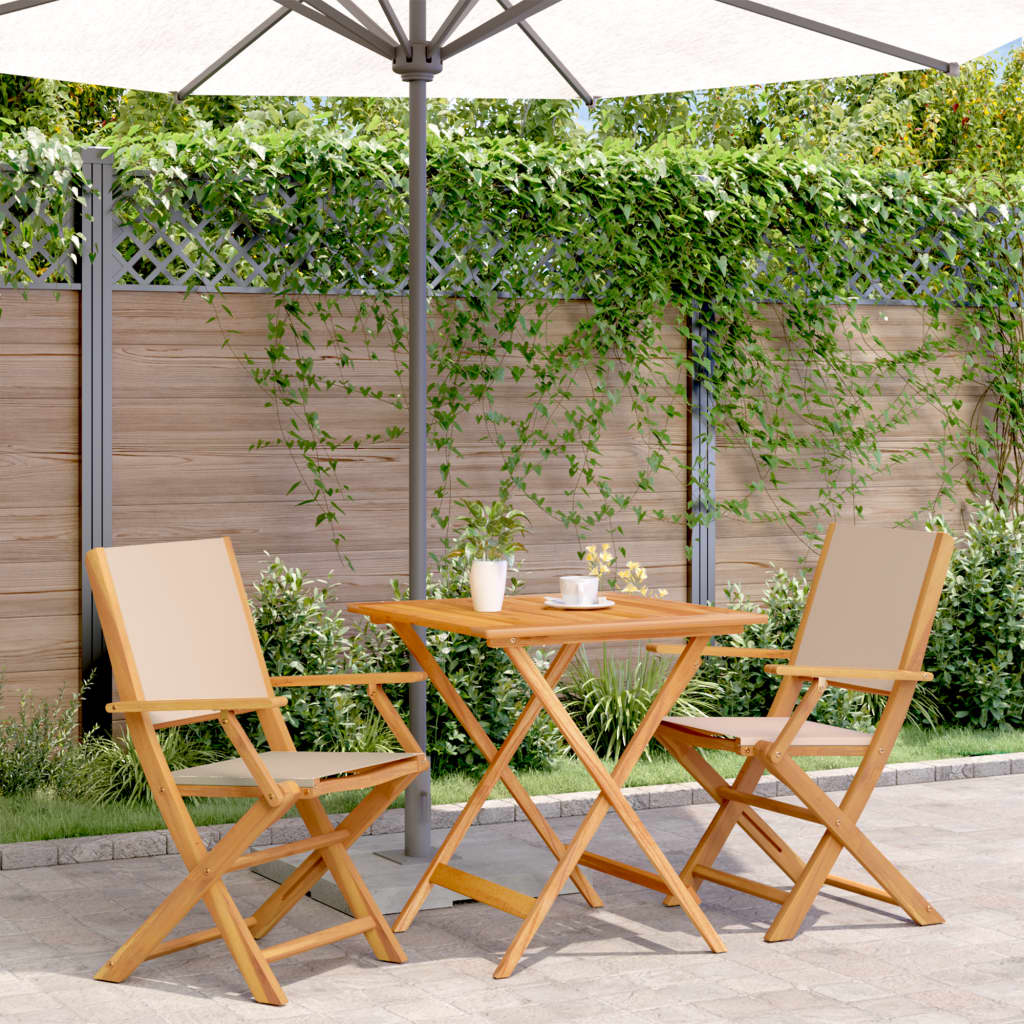 3 Piece Bistro Set Fabric And Solid Wood