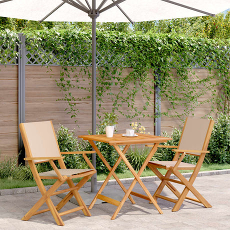 3 Piece Bistro Set Fabric And Solid Wood