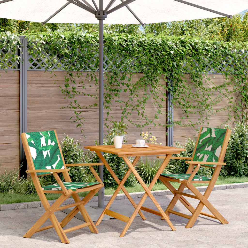 3 Piece Bistro Set Fabric And Solid Wood