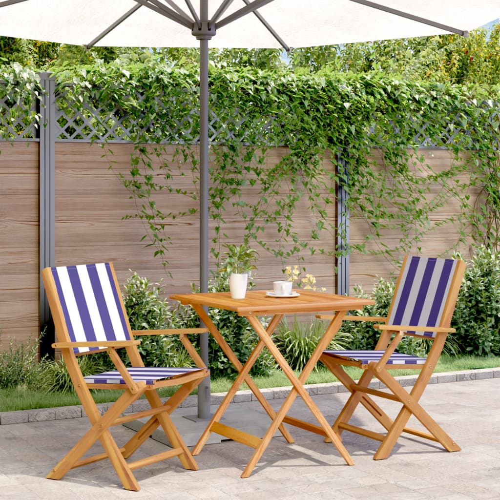 3 Piece Bistro Set Fabric And Solid Wood