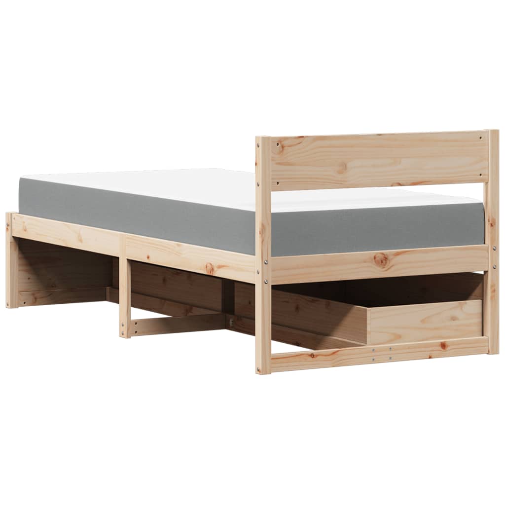 Bed With Drawers And Mattress Solid Wood Pine