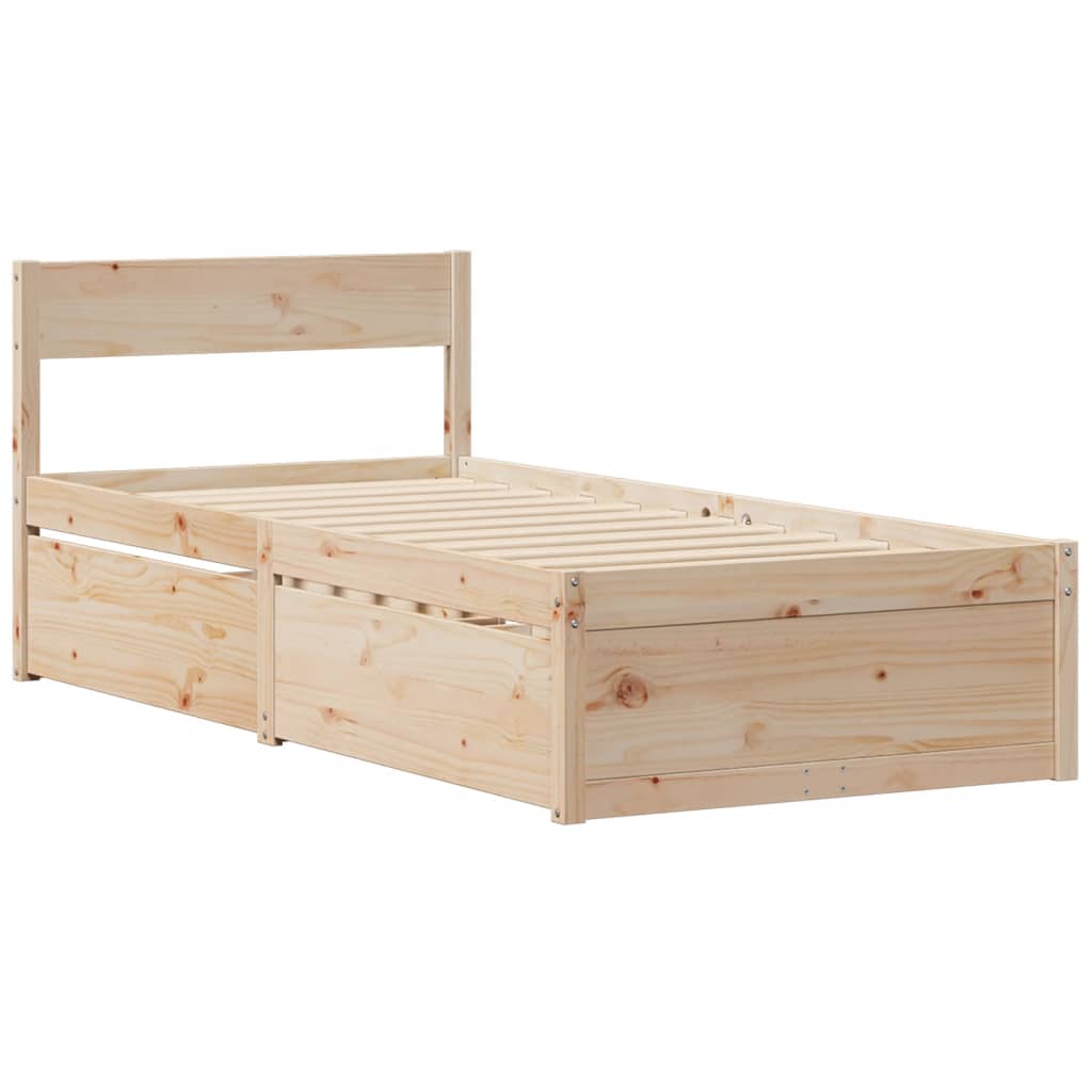 Bed With Drawers And Mattress Solid Wood Pine