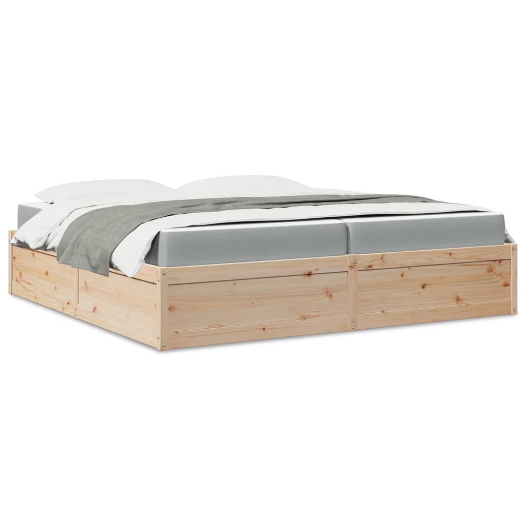 Bed With Mattress Super King Solid Wood Pine