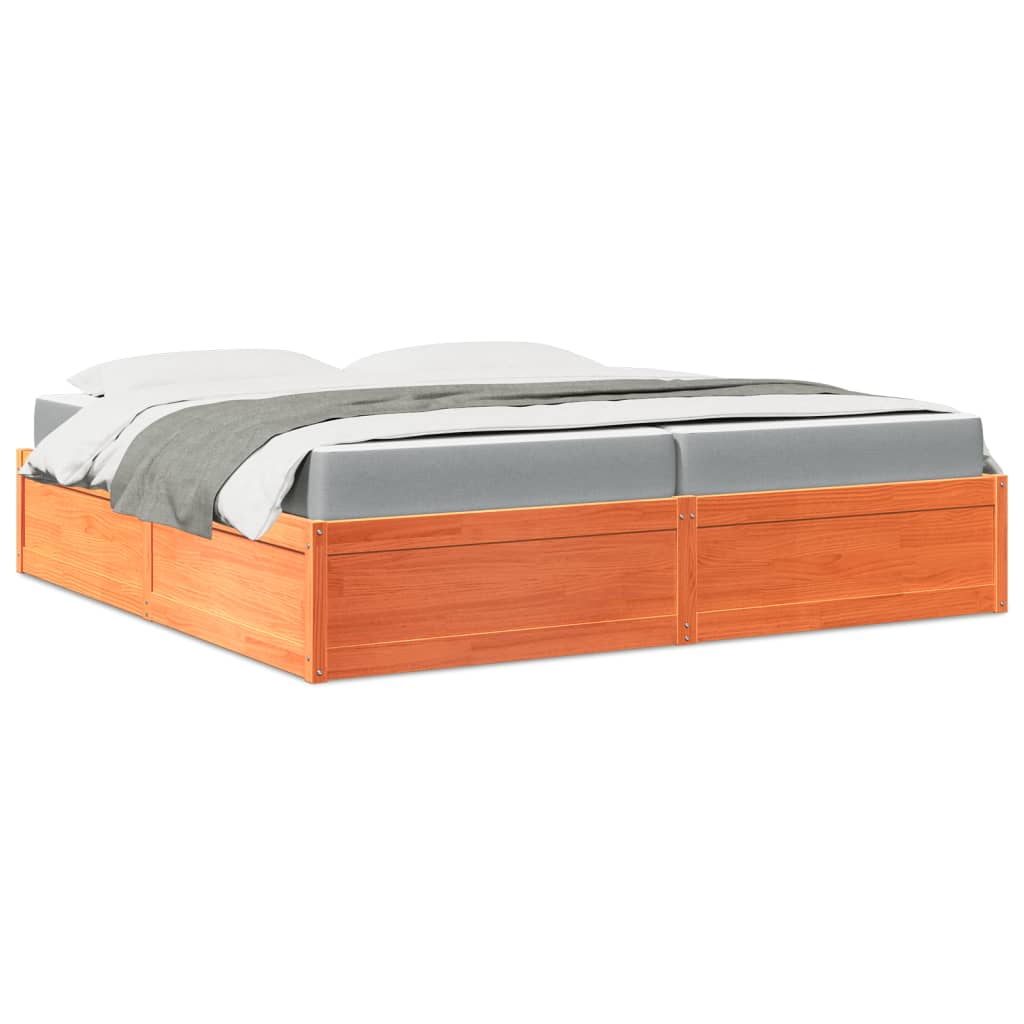 Bed With Mattress Super King Solid Wood Pine