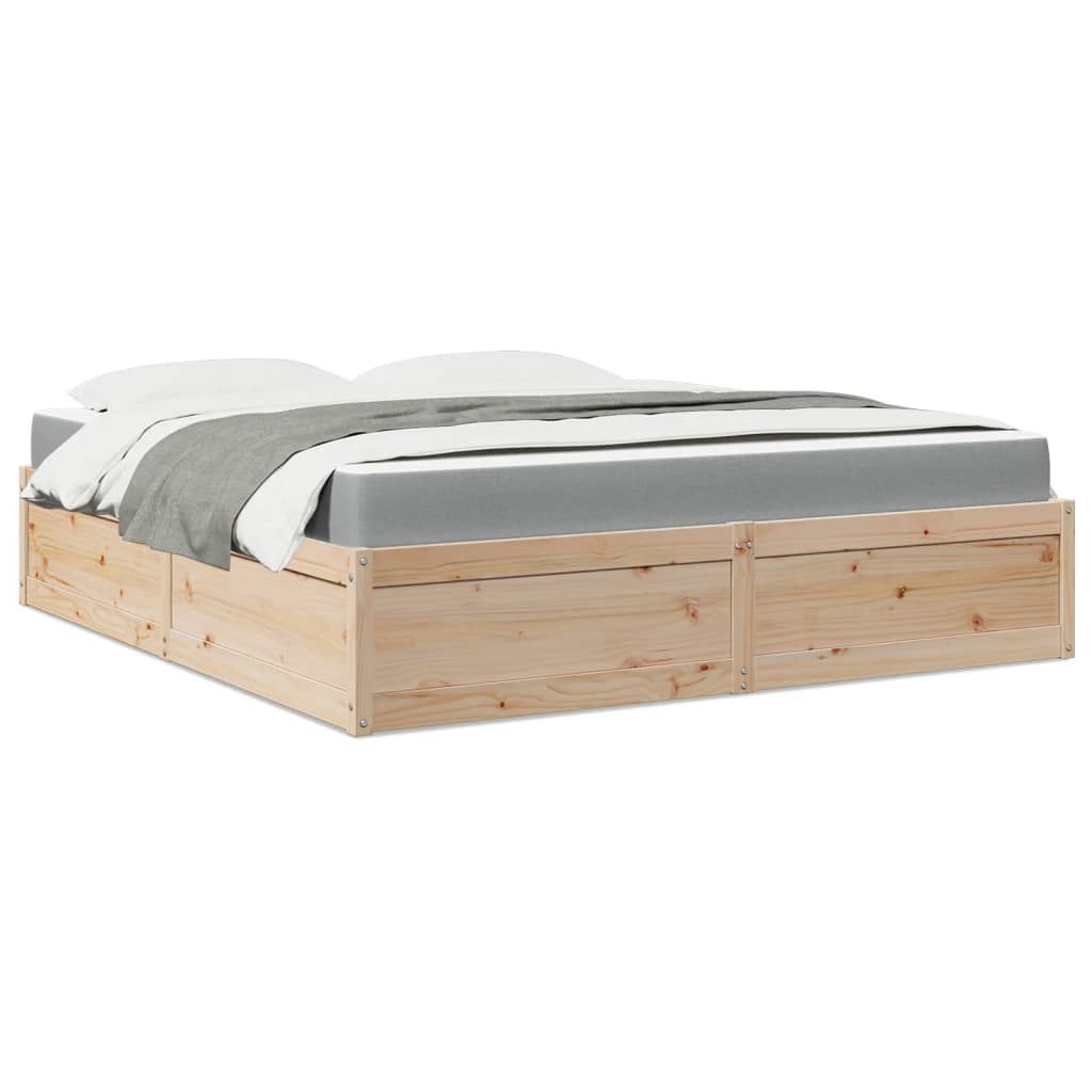 Bed With Mattress Super King Solid Wood Pine