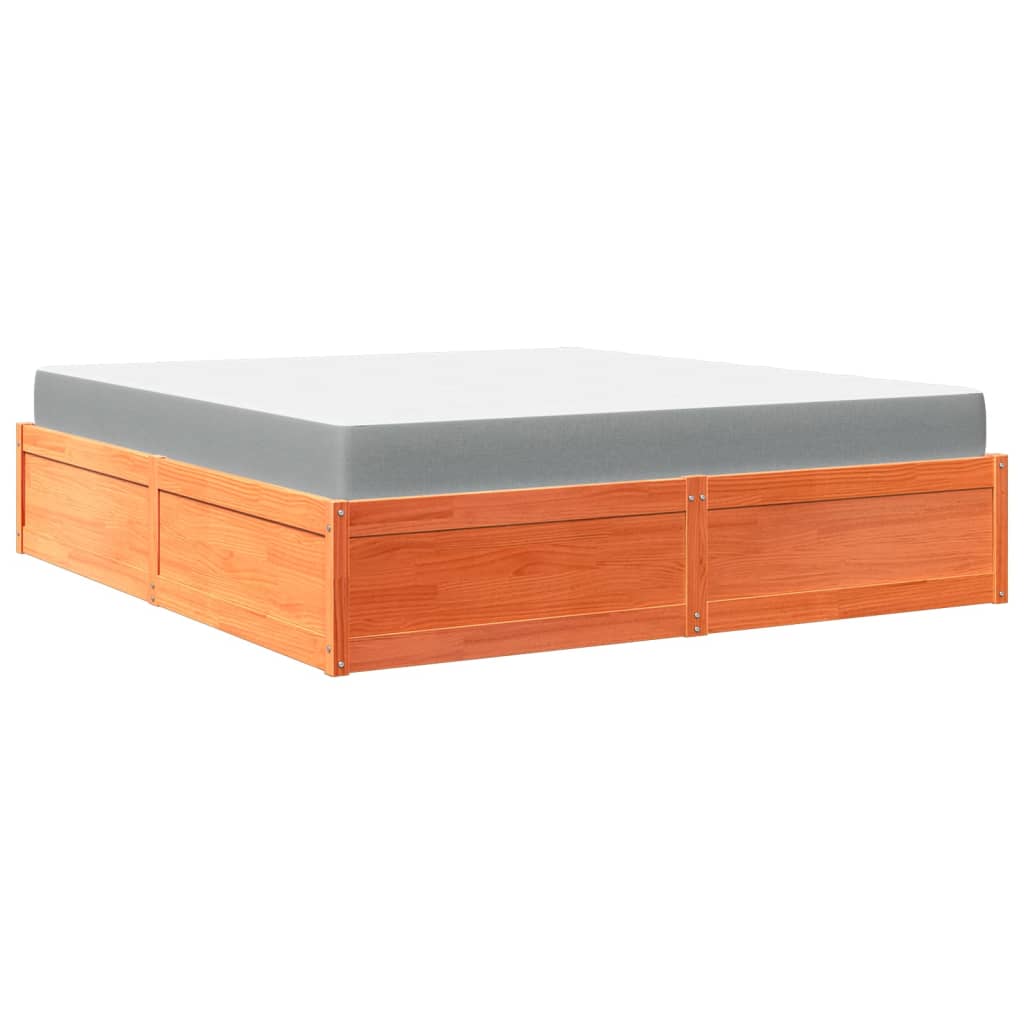 Bed With Mattress Super King Solid Wood Pine