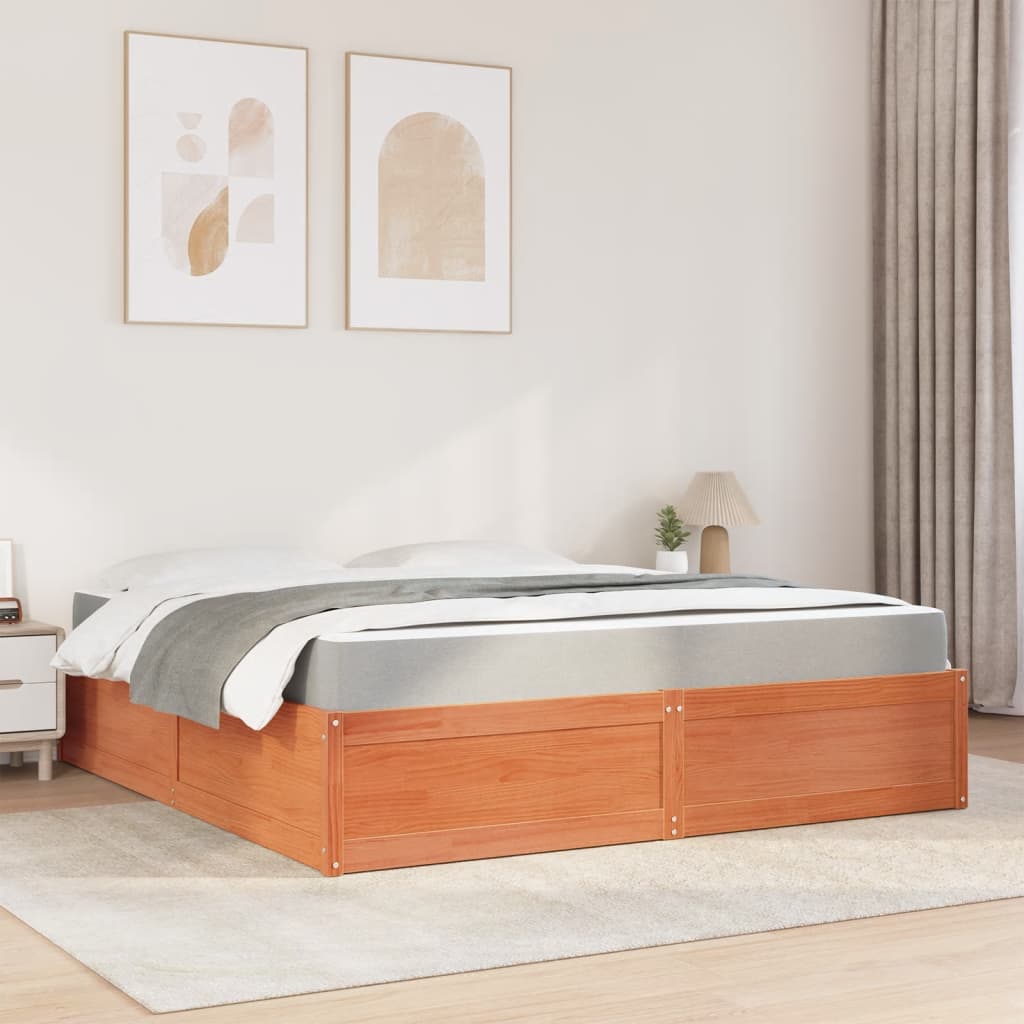 Bed With Mattress Super King Solid Wood Pine