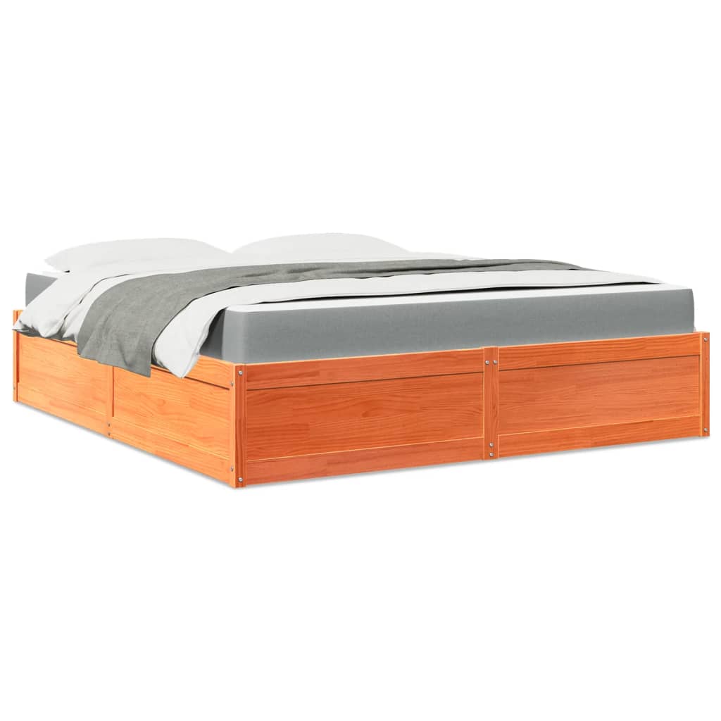 Bed With Mattress Super King Solid Wood Pine