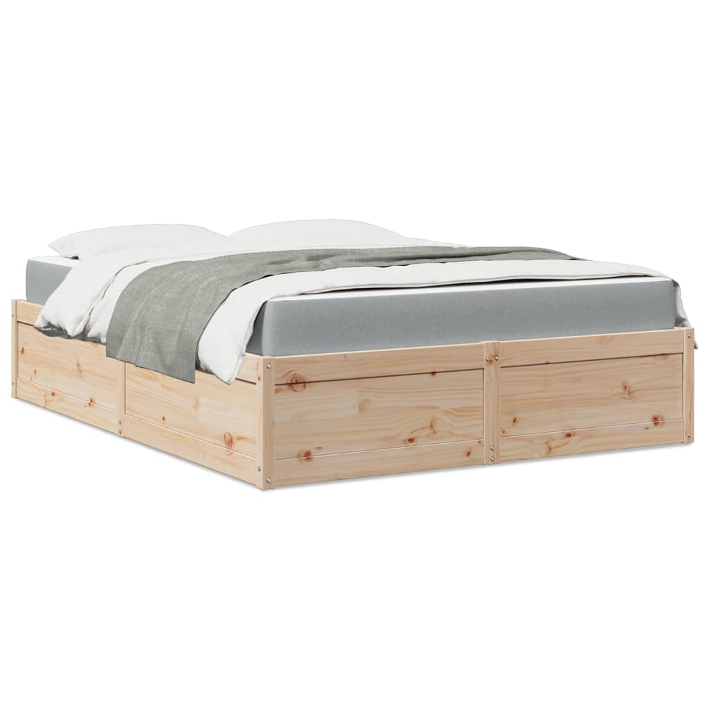 Bed With Mattress Super King Solid Wood Pine