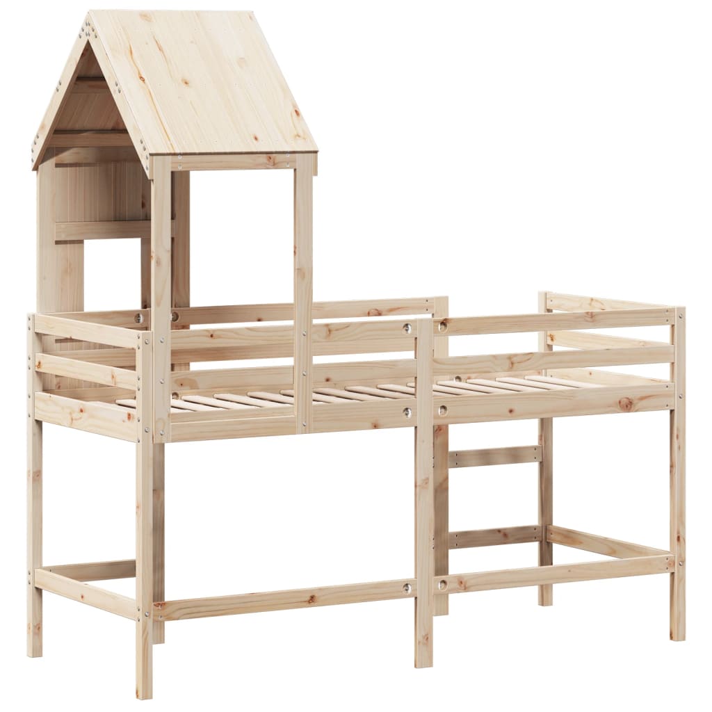 Loft Bed With Ladder And Roof Without Mattress