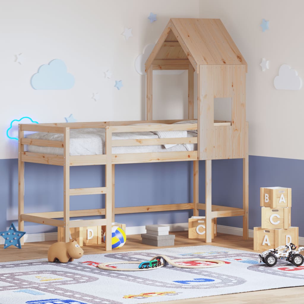 Loft Bed With Ladder And Roof Without Mattress