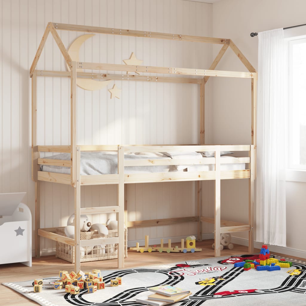 Loft Bed With Ladder And Roof Without Mattress