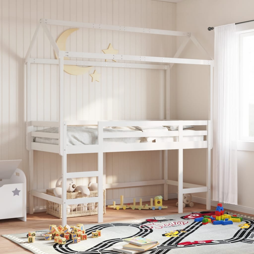Loft Bed With Ladder And Roof Without Mattress