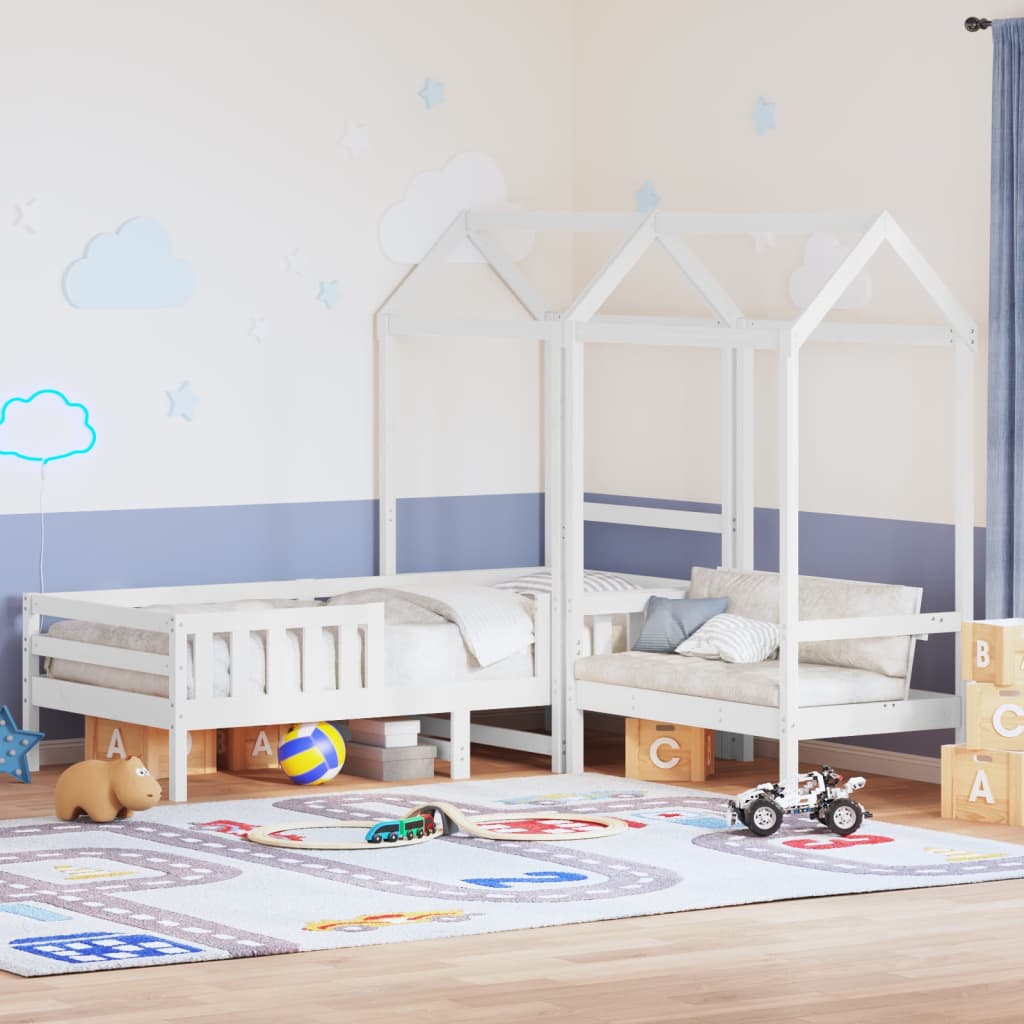 Bed And Bench Set With Roof Without Mattress Single