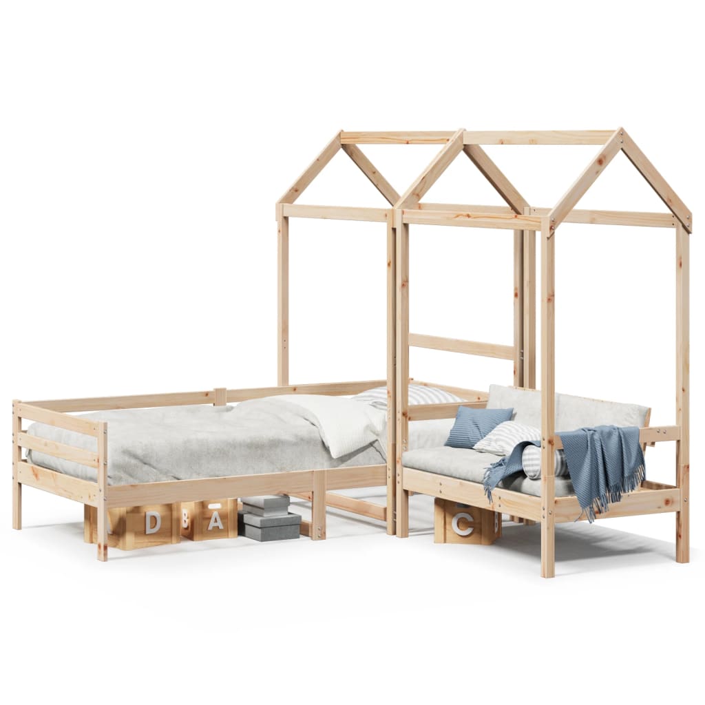 Day Bed And Bench Set With Roof Without Mattress