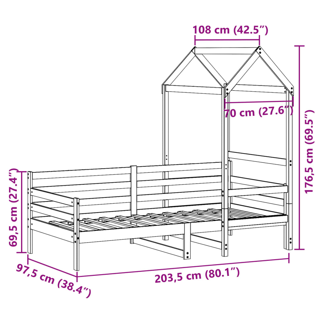 Day Bed With Roof Without Mattress Solid Wood