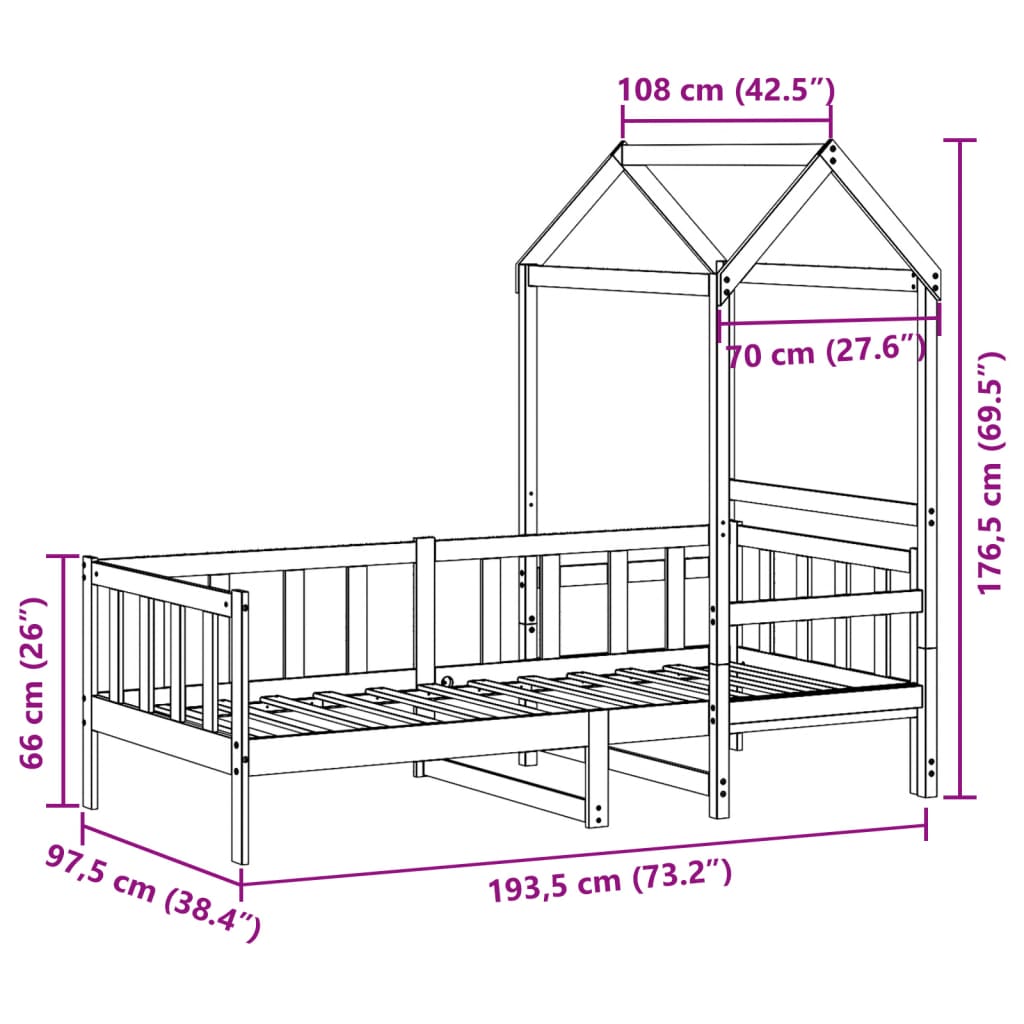 Day Bed With Roof Without Mattress Single Solid Wood