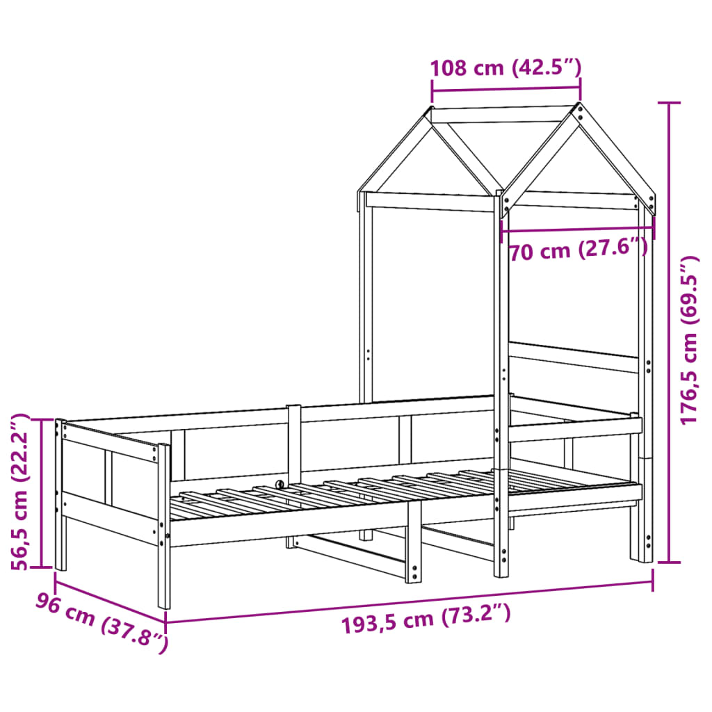 Day Bed With Roof Without Mattress Single Solid Wood