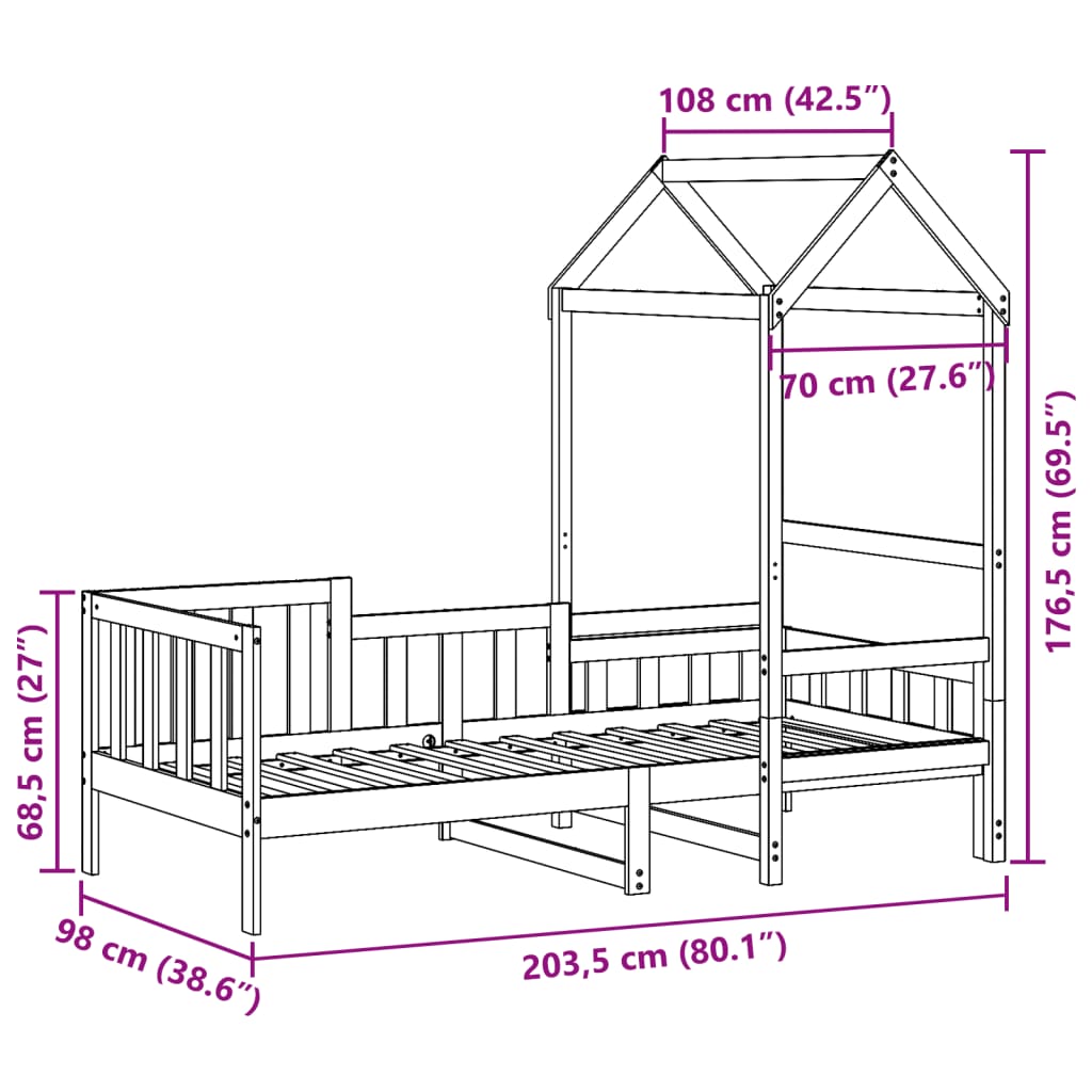 Day Bed With Roof Without Mattress Solid Wood