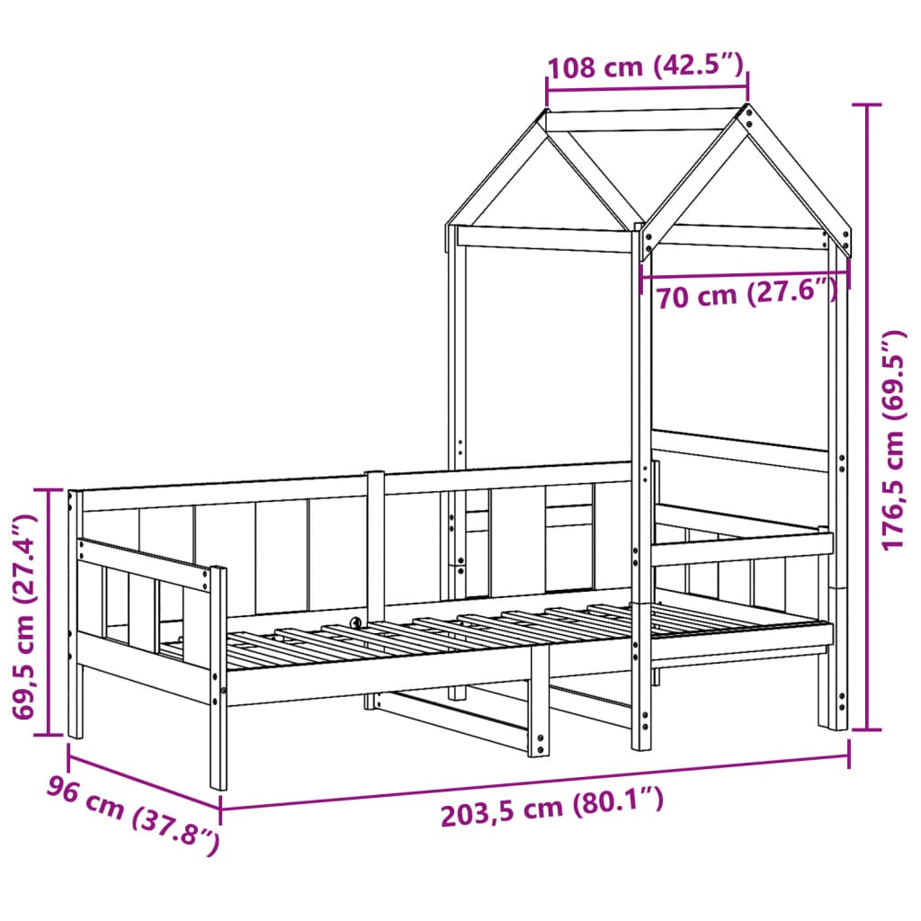 Day Bed With Roof Without Mattress Solid Wood