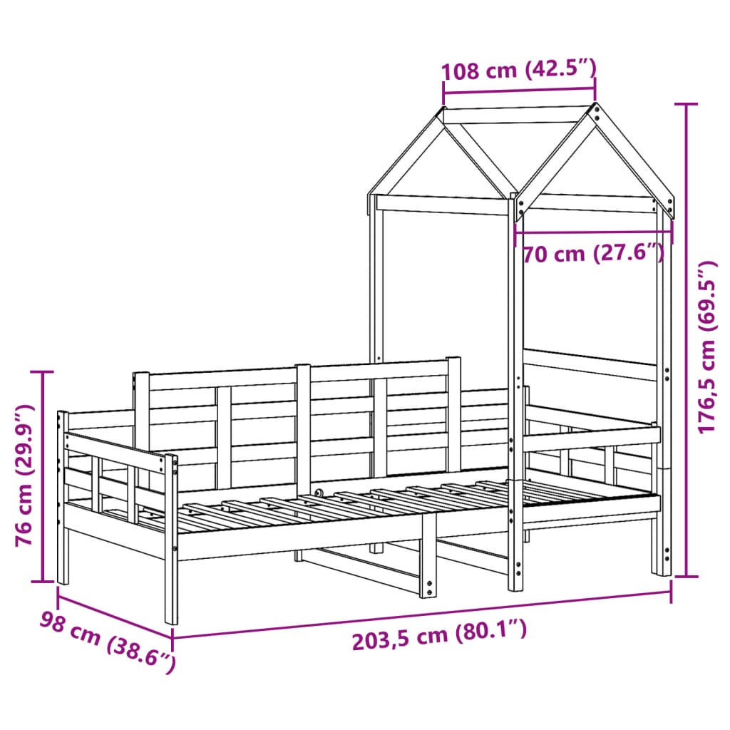 Day Bed With Roof Without Mattress Solid Wood