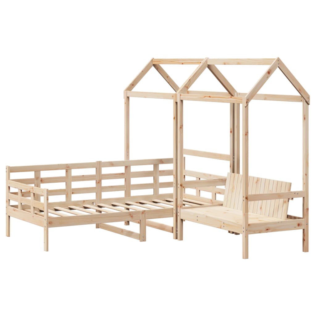 Day Bed And Bench Set With Roof Without Mattress Single