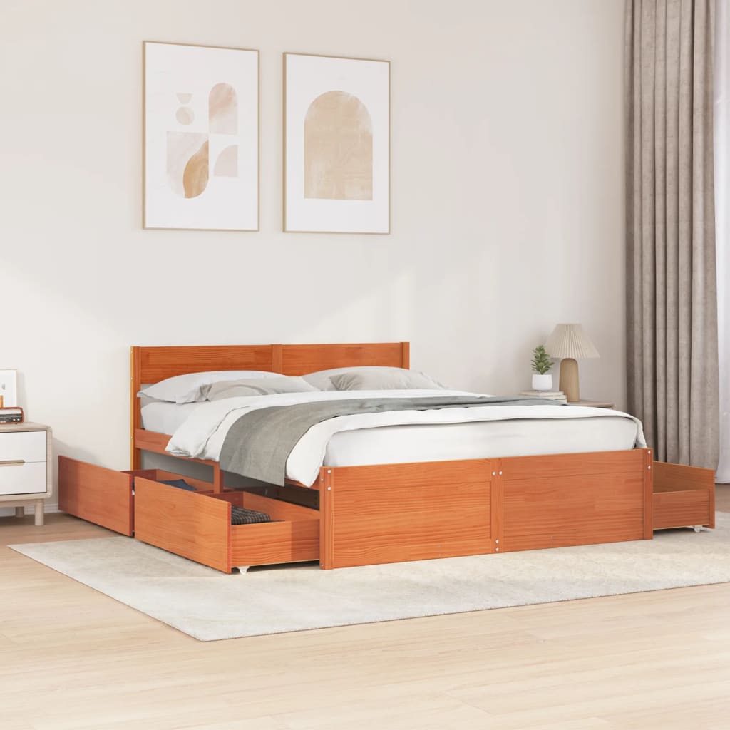 Bed Frame Without Mattress Solid Wood Pine