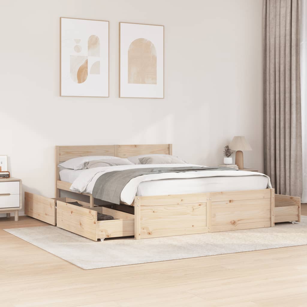 Bed Frame Without Mattress Solid Wood Pine