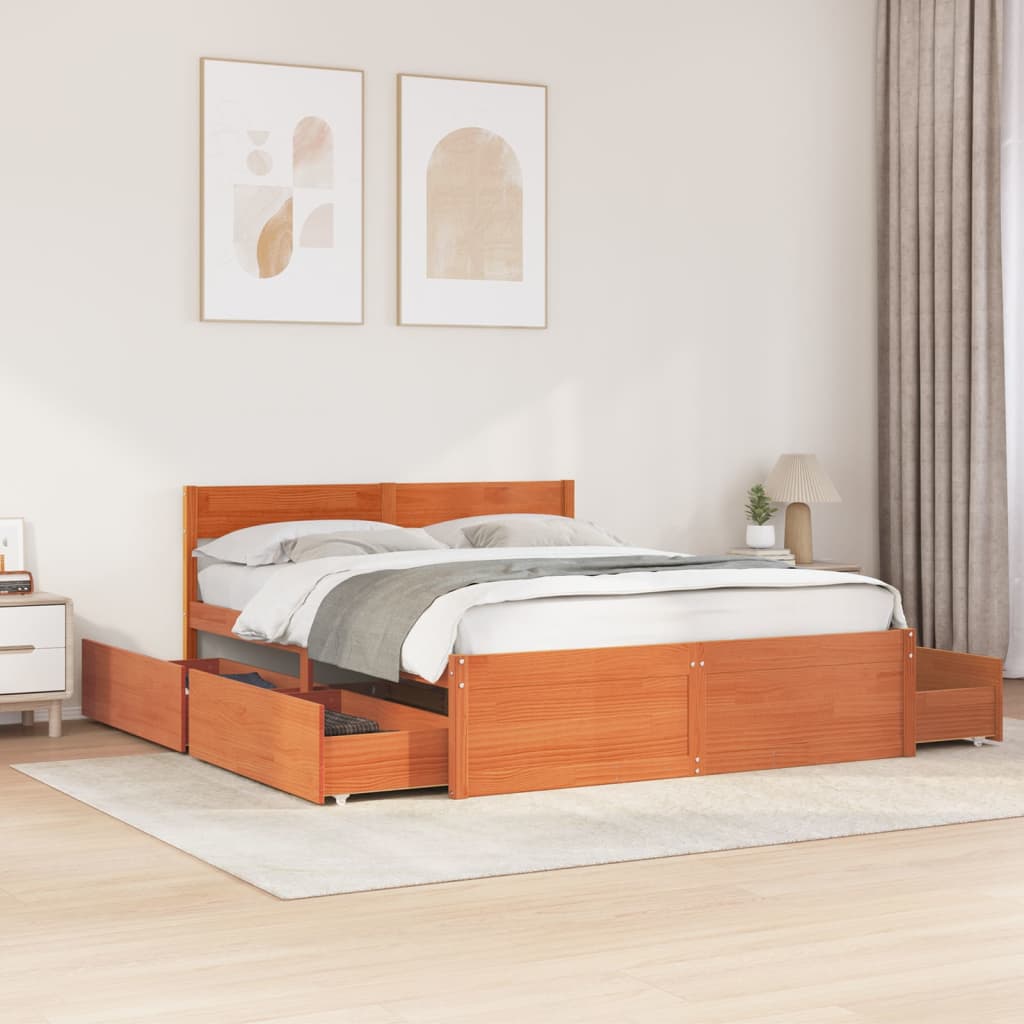 Bed Frame Without Mattress Solid Wood Pine