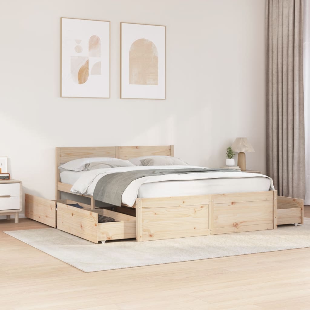 Bed Frame Without Mattress Solid Wood Pine