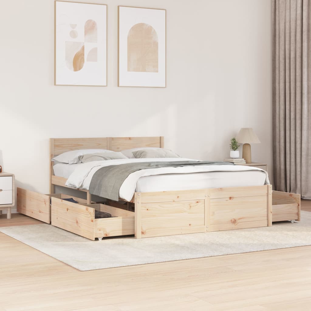 Bed Frame Without Mattress Solid Wood Pine